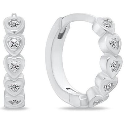 Brilio, Ohrringe, Silver hoop earrings Hearts with zircons EA1257W, (Zirkon) Brilio, Ohrringe, Silver hoop earrings Hearts with zircons EA1257W, (Zirkon)