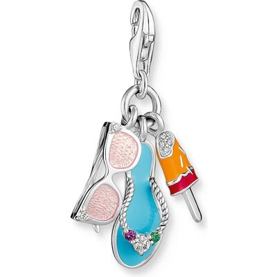 Thomas Sabo, Kettenanhänger, Charm-Anhänger Sonnenbrille Flip Flop und Eis Silber, (Emaille, Silber 925) Thomas Sabo, Kettenanhänger, Charm-Anhänger Sonnenbrille Flip Flop und Eis Silber, (Emaille, Silber 925)