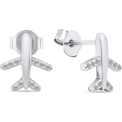 Brilio, Ohrringe, Silver - Modern silver earrings with clear zircons Airplanes EA594W Brilio, Ohrringe, Silver - Modern silver earrings with clear zircons Airplanes EA594W