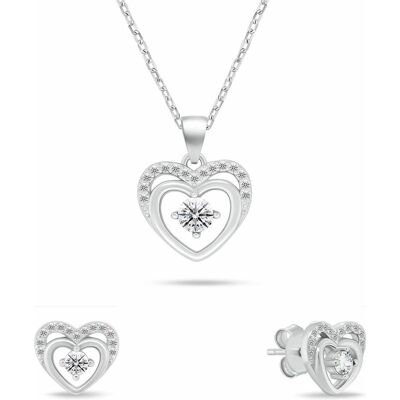Brilio, Halsschmuck, Silver - Matching set of silver jewelry Hearts with clear zircons SET295W (necklace., (Zirkonia) Brilio, Halsschmuck, Silver - Matching set of silver jewelry Hearts with clear zircons SET295W (necklace., (Zirkonia)