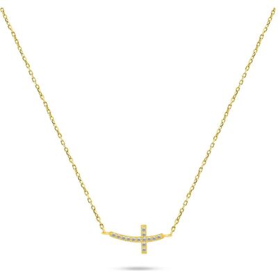Brilio, Halsschmuck, Silver - Gold-plated cross necklace with zircons NCL57Y, (925 Sterling Silber) Brilio, Halsschmuck, Silver - Gold-plated cross necklace with zircons NCL57Y, (925 Sterling Silber)