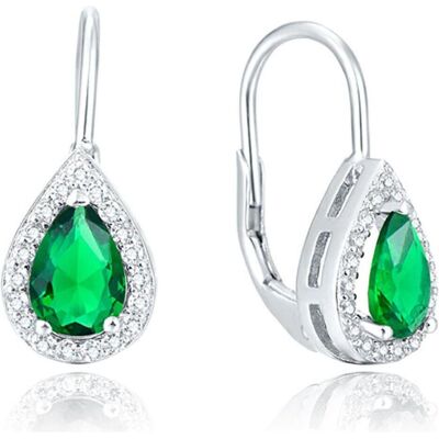Beneto, Ohrringe, Silver earrings with green crystal AGUC1161 (L), (Silber) Beneto, Ohrringe, Silver earrings with green crystal AGUC1161 (L), (Silber)