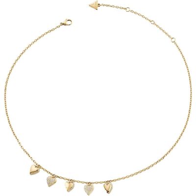 Guess Halsschmuck, By Your Side 16-18" Heart Charms Necklace, (Edelstahl, Glas) Guess Halsschmuck, By Your Side 16-18" Heart Charms Necklace, (Edelstahl, Glas)