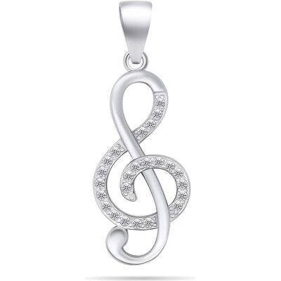 Brilio, Kettenanhänger, Silver - Charming sterling silver pendant with zircons Treble clef PT65W, (Sterling Silber) Brilio, Kettenanhänger, Silver - Charming sterling silver pendant with zircons Treble clef PT65W, (Sterling Silber)