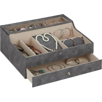 Relaxdays, Uhrenbox + Schmuckaufbewahrung, Schmuckkästchen, Grau Relaxdays, Uhrenbox + Schmuckaufbewahrung, Schmuckkästchen, Grau