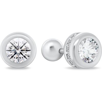 Brilio, Ohrringe, Silver - Silver earrings with clear zircons EA17 - Dimension: 0.7 cm, (Silber) Brilio, Ohrringe, Silver - Silver earrings with clear zircons EA17 - Dimension: 0.7 cm, (Silber)
