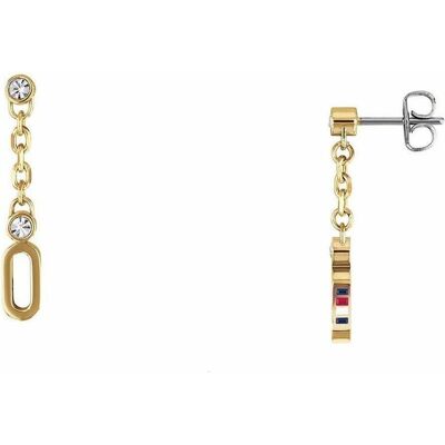 Tommy Hilfiger Ohrringe, Gold plated earrings with crystals TH2780089, (Edelstahl) Tommy Hilfiger Ohrringe, Gold plated earrings with crystals TH2780089, (Edelstahl)