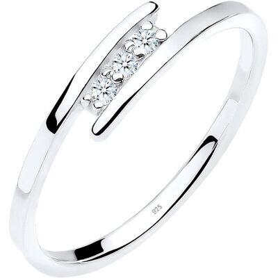 Elli, Ring, Diamonds Womens Ring Classic Elegant with Diamond 006 ct in 925 Sterling Silver, (52, 925 Silber) Elli, Ring, Diamonds Womens Ring Classic Elegant with Diamond 006 ct in 925 Sterling Silver, (52, 925 Silber)
