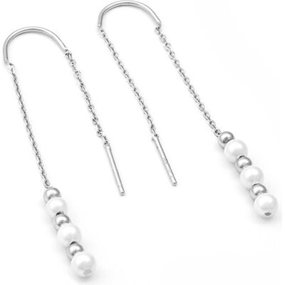 Beneto, Ohrringe, Elegant long silver earrings with pearl AGUV2216 Beneto, Ohrringe, Elegant long silver earrings with pearl AGUV2216