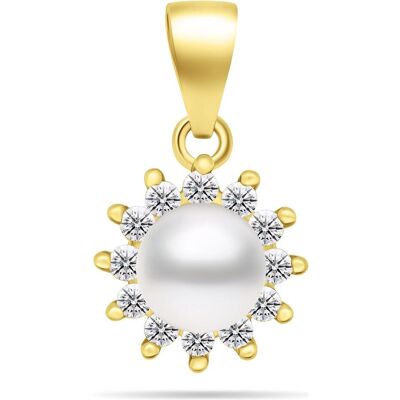 Brilio, Kettenanhänger, Silver - Charming pearl pendant with zircons PT88Y, (Silber) Brilio, Kettenanhänger, Silver - Charming pearl pendant with zircons PT88Y, (Silber)