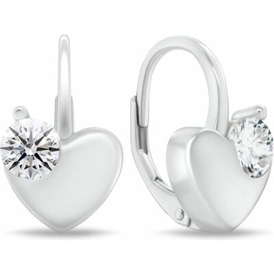 Brilio, Ohrringe, Silver - Silver heart earrings with zirconia EA1197W, (Silber) Brilio, Ohrringe, Silver - Silver heart earrings with zirconia EA1197W, (Silber)