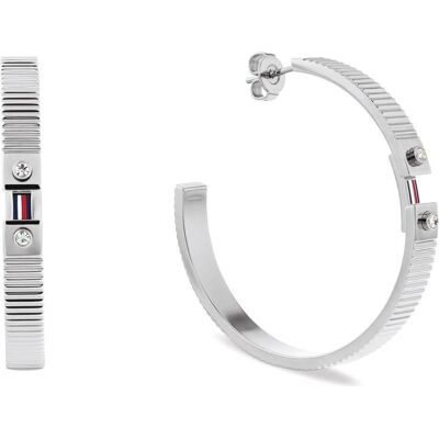 Tommy Hilfiger Ohrringe, Atemberaubende Stahlringe mit Kristallen Stripes 2781049, (Edelstahl) Tommy Hilfiger Ohrringe, Atemberaubende Stahlringe mit Kristallen Stripes 2781049, (Edelstahl)