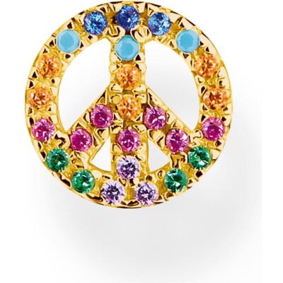 Thomas Sabo, Ohrringe, Einzel Ohrstecker Peace mit Bunten Steinen Gold, (925er Silber) Thomas Sabo, Ohrringe, Einzel Ohrstecker Peace mit Bunten Steinen Gold, (925er Silber)