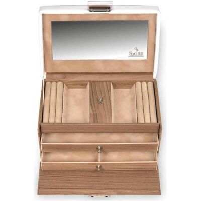 Sacher, Uhrenbox + Schmuckaufbewahrung, Eva, Weiss, Beige Sacher, Uhrenbox + Schmuckaufbewahrung, Eva, Weiss, Beige