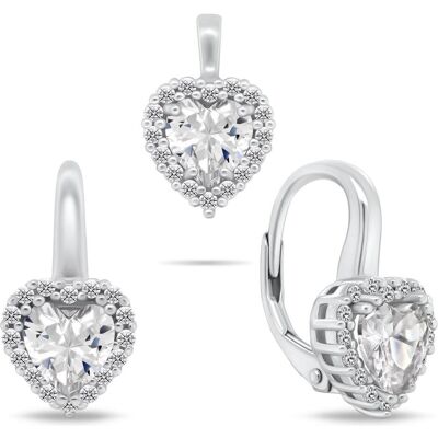 Brilio, Schmuck Set, Silver - Silver heart jewelry set with zircons SET273W (earrings. pendant), Silber, (Silber) Brilio, Schmuck Set, Silver - Silver heart jewelry set with zircons SET273W (earrings. pendant), Silber, (Silber)