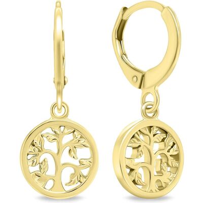 Brilio, Ohrringe, Silver - Gold-plated hoop earrings Tree of Life EA648Y, (Silber) Brilio, Ohrringe, Silver - Gold-plated hoop earrings Tree of Life EA648Y, (Silber)