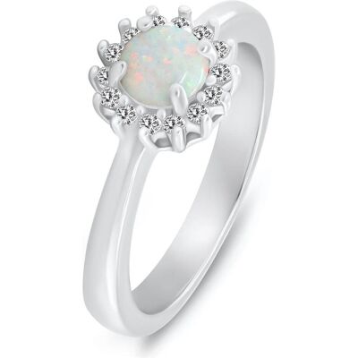 Brilio, Ring, Silver - Silver ring with white synthetic opal and zircons RI110W - Circuit: 54 mm, (54) Brilio, Ring, Silver - Silver ring with white synthetic opal and zircons RI110W - Circuit: 54 mm, (54)