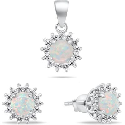 Brilio, Ohrringe, Silver - Beautiful jewelry set with opals SET247W (earrings. pendant), (Silber) Brilio, Ohrringe, Silver - Beautiful jewelry set with opals SET247W (earrings. pendant), (Silber)