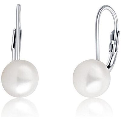 JVD, Ohrringe, Silver earrings with real pearls SVLE0476XD2P1 - Diameter: 0.8 cm, (Silber) JVD, Ohrringe, Silver earrings with real pearls SVLE0476XD2P1 - Diameter: 0.8 cm, (Silber)