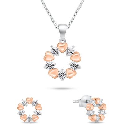 Brilio, Schmuck Set, Silver - Delicate bicolor jewelry set with zircons SET239WR (earrings. necklace), Silber, (Silber) Brilio, Schmuck Set, Silver - Delicate bicolor jewelry set with zircons SET239WR (earrings. necklace), Silber, (Silber)