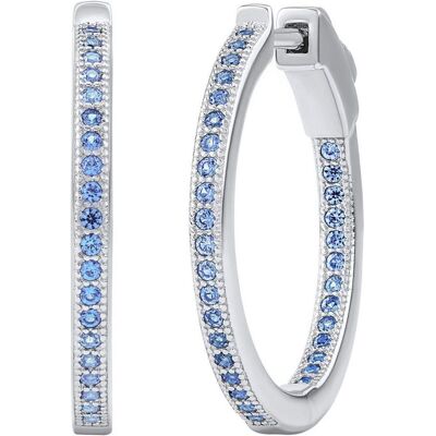 Silvego, Ohrringe, MILLA 22mm Silver Hoop Earrings with Blue Sapphire JJJE0106ELB Silvego, Ohrringe, MILLA 22mm Silver Hoop Earrings with Blue Sapphire JJJE0106ELB