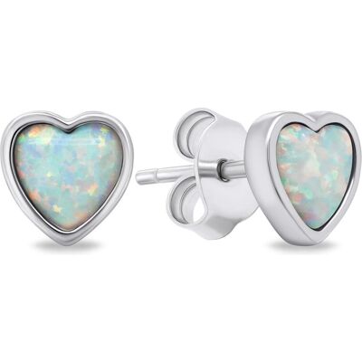 Brilio, Ohrringe, Silver - Delicate silver earrings Hearts with synthetic opals EA610W, (Silber) Brilio, Ohrringe, Silver - Delicate silver earrings Hearts with synthetic opals EA610W, (Silber)