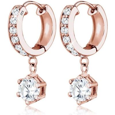 Elli, Ohrringe, Ladies hoop earrings silver 925 rose gold plated zirconia, (925 Sterlingsilber) Elli, Ohrringe, Ladies hoop earrings silver 925 rose gold plated zirconia, (925 Sterlingsilber)