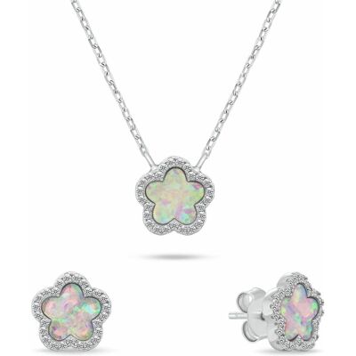 Brilio, Schmuck Set, Silver - Unique jewelry set with opals SET289WP (earrings. pendant), (Silber) Brilio, Schmuck Set, Silver - Unique jewelry set with opals SET289WP (earrings. pendant), (Silber)