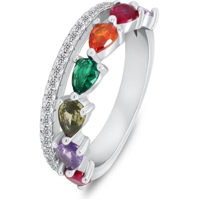Brilio, Ring, Silver - Silver ring with colored zircons RI127W - Circuit: 56 mm, (56, 925 Silber) Brilio, Ring, Silver - Silver ring with colored zircons RI127W - Circuit: 56 mm, (56, 925 Silber)