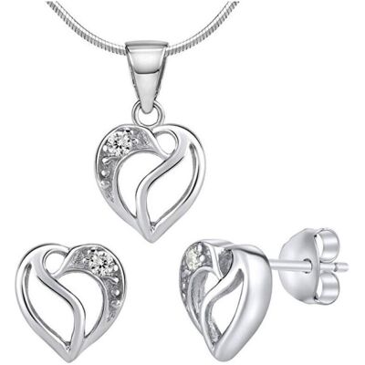 Silvego, Ohrringe, Jewelry Set Made Of 925 Sterling Silver 925 Heart With Clear Cubic Zirconia, (Silber 925) Silvego, Ohrringe, Jewelry Set Made Of 925 Sterling Silver 925 Heart With Clear Cubic Zirconia, (Silber 925)