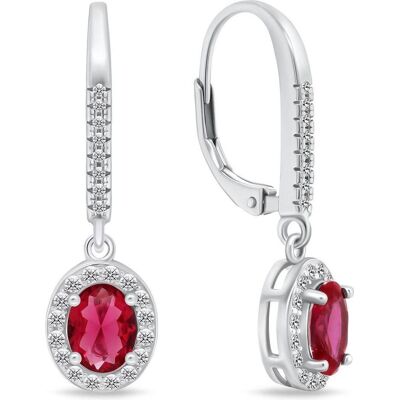 Brilio, Ohrringe, Silver - Silver dangle earrings with fuchsia zircons EA752WR, (Silber) Brilio, Ohrringe, Silver - Silver dangle earrings with fuchsia zircons EA752WR, (Silber)