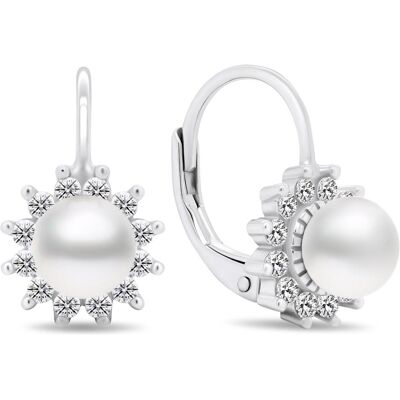 Brilio, Ohrringe, Silver - Silver earrings with pearls and zircons EA426W Brilio, Ohrringe, Silver - Silver earrings with pearls and zircons EA426W