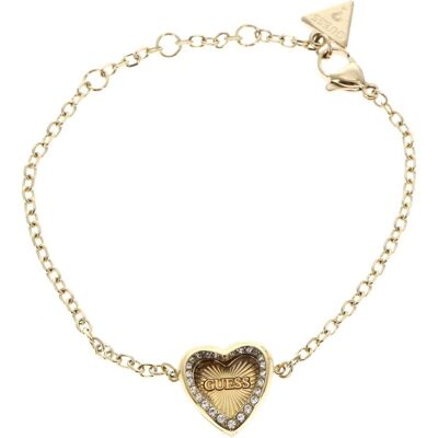 Guess Armschmuck, - Mon Amour Romantic Gold Plated Heart Bracelet JUBB04607JWYG - Länge: 14,5 cm, (14.50 cm, Edelstahl, Glas) Guess Armschmuck, - Mon Amour Romantic Gold Plated Heart Bracelet JUBB04607JWYG - Länge: 14,5 cm, (14.50 cm, Edelstahl, Glas)