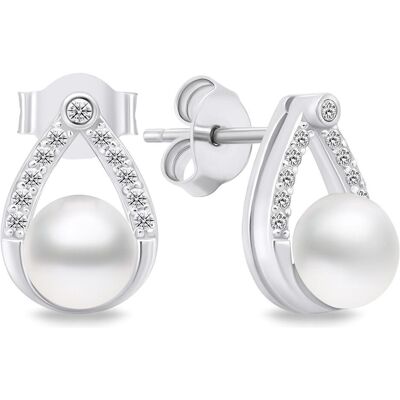 Brilio, Ohrringe, Silver - Charming silver earrings with pearls and zircons EA615W Brilio, Ohrringe, Silver - Charming silver earrings with pearls and zircons EA615W