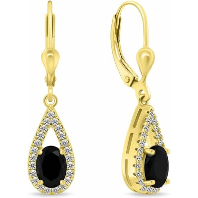 Brilio, Ohrringe, Silver - Beautiful gold-plated earrings withack zircons EA446YBC, (Silber) Brilio, Ohrringe, Silver - Beautiful gold-plated earrings withack zircons EA446YBC, (Silber)