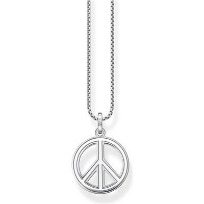 Thomas Sabo, Halsschmuck, Halskette mit Anhänger Peace Zeichen mit Bunten Steinen Silber Geschwärzt, (925er Silber, Silber 925) Thomas Sabo, Halsschmuck, Halskette mit Anhänger Peace Zeichen mit Bunten Steinen Silber Geschwärzt, (925er Silber, Silber 925)