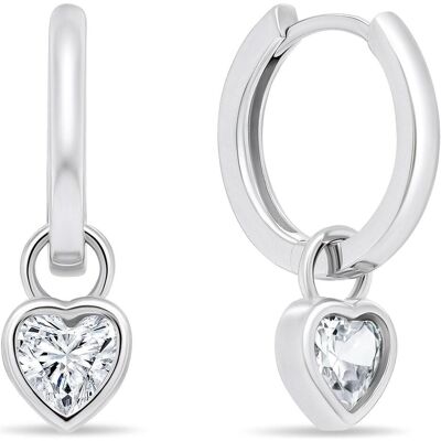 Brilio, Ohrringe, Silver - Silver earrings rings with hearts 2 in 1 EA528W, (Silber) Brilio, Ohrringe, Silver - Silver earrings rings with hearts 2 in 1 EA528W, (Silber)