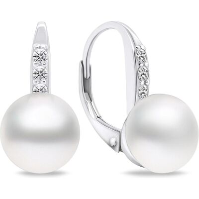 Brilio, Ohrringe, Silver - Charming silver earrings with pearl and zircons EA723W Brilio, Ohrringe, Silver - Charming silver earrings with pearl and zircons EA723W