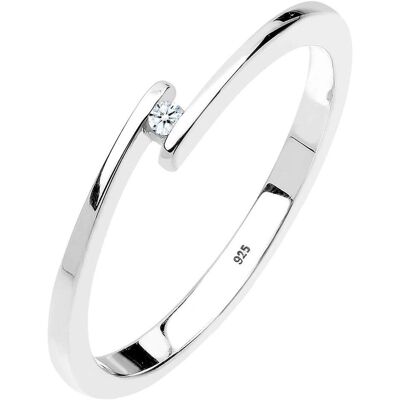 Elli, Ring, DIAMONDS Ring Ladies Engagement Ring with Diamond 0015 ct in 925 Sterling Silver, (54, 925 Silber) Elli, Ring, DIAMONDS Ring Ladies Engagement Ring with Diamond 0015 ct in 925 Sterling Silver, (54, 925 Silber)