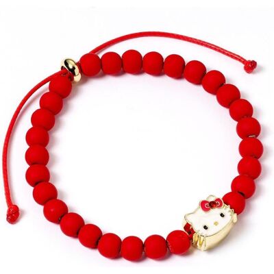 Armschmuck, Braccialetto Hello Kitty Red Bead with Hello Kitty Charm, (21 cm, Acryl, Aluminium, Kupfer, Zinklegierung) Armschmuck, Braccialetto Hello Kitty Red Bead with Hello Kitty Charm, (21 cm, Acryl, Aluminium, Kupfer, Zinklegierung)