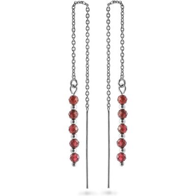 Again Jewelry, Ohrringe, - Silver chain earrings with garnet AJKNS005, (Silber) Again Jewelry, Ohrringe, - Silver chain earrings with garnet AJKNS005, (Silber)