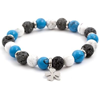 Beneto, Armschmuck, Beaded bracelet made of lava stone and howlite MINK48 / 17, (Howlite, Lava) Beneto, Armschmuck, Beaded bracelet made of lava stone and howlite MINK48 / 17, (Howlite, Lava)