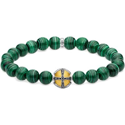 Thomas Sabo, Armschmuck, Armband Kreuz grün, (16 cm, 750 Gelbgold Vergoldung, 925 Sterlingsilber, Geschwärzt) Thomas Sabo, Armschmuck, Armband Kreuz grün, (16 cm, 750 Gelbgold Vergoldung, 925 Sterlingsilber, Geschwärzt)