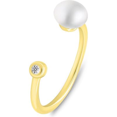 Brilio, Ring, Silver - Delicate gold plated ring with real pearl RI103Y - Circuit: 55 mm, (55) Brilio, Ring, Silver - Delicate gold plated ring with real pearl RI103Y - Circuit: 55 mm, (55)