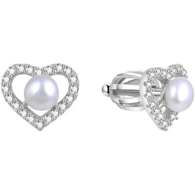 Beneto, Ohrringe, Silver heart earrings with real pearl AGUP1659PS (L), (Silber) Beneto, Ohrringe, Silver heart earrings with real pearl AGUP1659PS (L), (Silber)