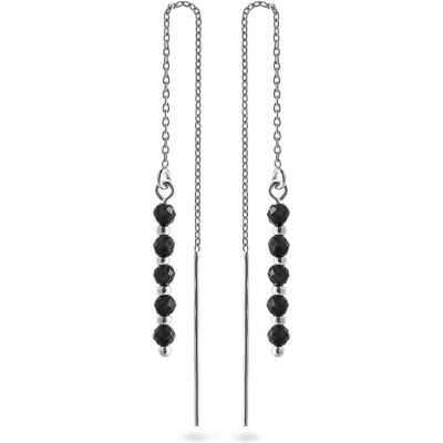 Again Jewelry, Ohrringe, - Silver chain earrings withack spinel AJKNS008, (Silber) Again Jewelry, Ohrringe, - Silver chain earrings withack spinel AJKNS008, (Silber)