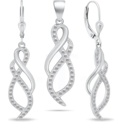 Brilio, Ohrringe, Silver - Shiny silver jewelry set with zircons SET222W (earrings. pendant) Brilio, Ohrringe, Silver - Shiny silver jewelry set with zircons SET222W (earrings. pendant)