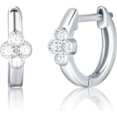 JVD, Ohrringe, - Silver rings with zircons Four-leaf clover SVLE2960X61BI00 JVD, Ohrringe, - Silver rings with zircons Four-leaf clover SVLE2960X61BI00