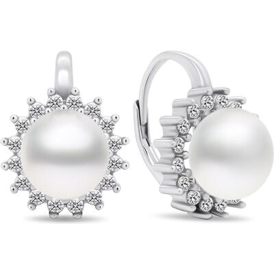 Brilio, Ohrringe, Silver - Stunning silver earrings with pearls and zircons EA418W, (Silber) Brilio, Ohrringe, Silver - Stunning silver earrings with pearls and zircons EA418W, (Silber)
