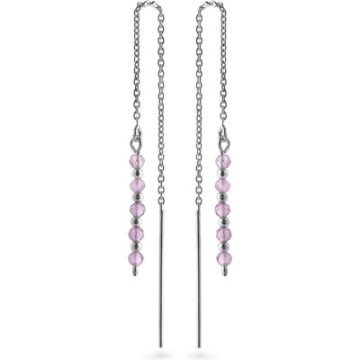 Again Jewelry, Ohrringe, - Silver chain earrings with amethyst AJKNS004, (Silber) Again Jewelry, Ohrringe, - Silver chain earrings with amethyst AJKNS004, (Silber)